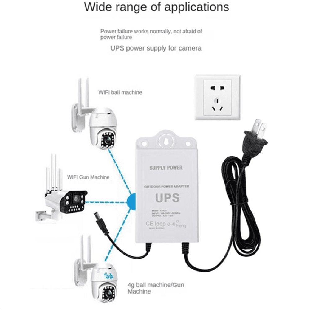 12V-2A Uninterruptible Power Supply for WiFi, Modem, Router, Security Camera Mini UPS Battery Backup Protector US PLUG