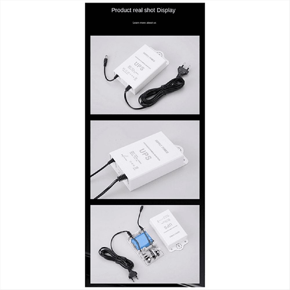 12V-2A Uninterruptible Power Supply for WiFi, Modem, Router, Security Camera Mini UPS Battery Backup Protector US PLUG