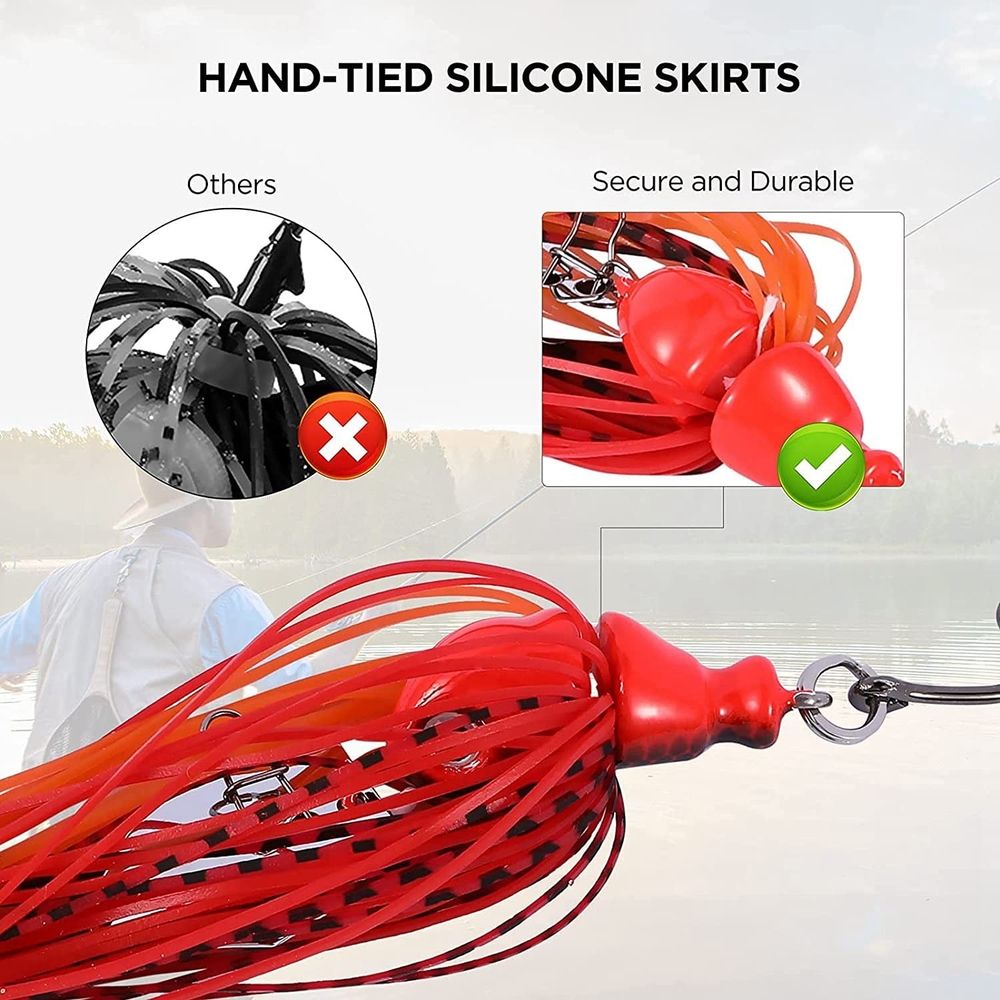 6 Pieces Fishing Lures,Baits Spinner Swim Flipping Bladed Jigs ,Chatter Fish Bait for Salmon Pike Trout Swing Trailers