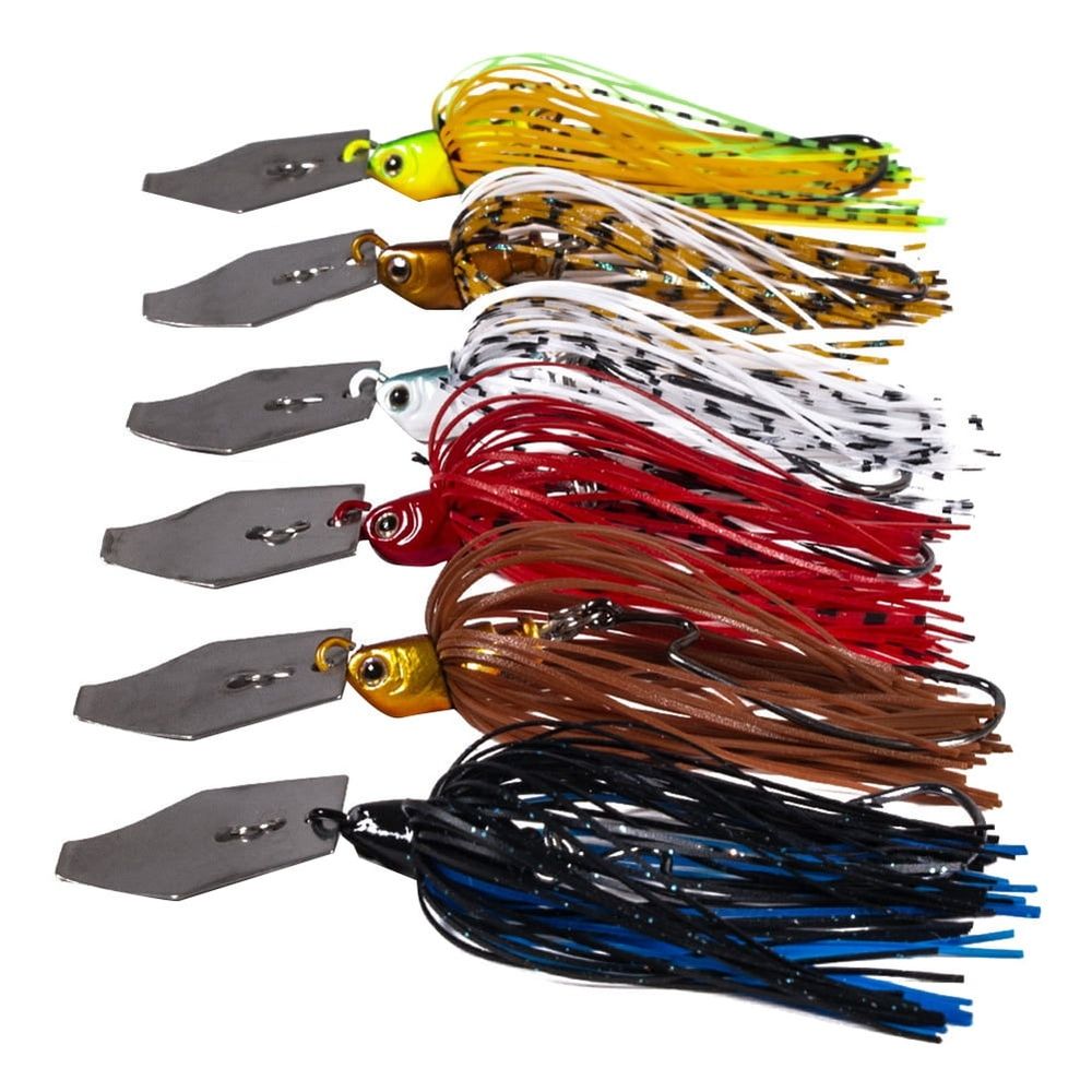 6 Pieces Fishing Lures,Baits Spinner Swim Flipping Bladed Jigs ,Chatter Fish Bait for Salmon Pike Trout Swing Trailers