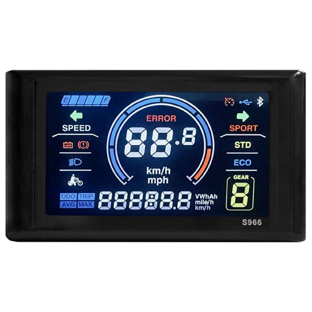 Electric Bike Display 24V-72V Waterproof LCD S966 Controller Panel Dashboard,SM Connector