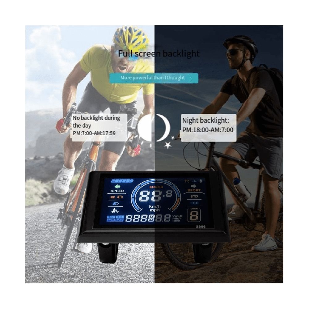Electric Bike Display 24V-72V Waterproof LCD S966 Controller Panel Dashboard,SM Connector
