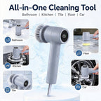 Electric Spin Scrubber Cordless Power Scrubber with 5 Replaceable Brush Heads LCD Shower Cleaning Brush for Bathroom Car White
