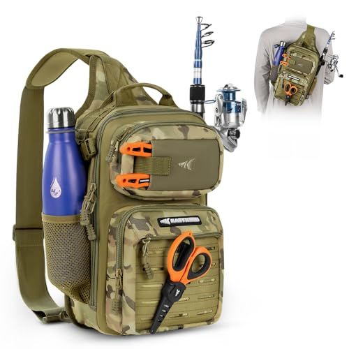 Multifunctional Sling Fishing Backpack For Anglers, Kayak, Hiking & Outdoor Fishing Trips (Olive Green)
