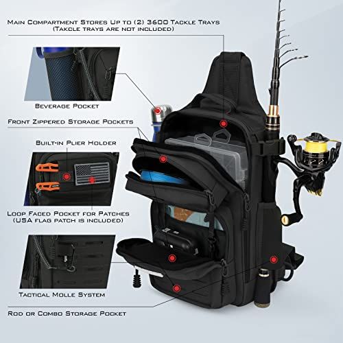 Versatile Sling Fishing Bag for Anglers: Ideal for Backcountry Fishing Trips & Outdoor Adventures (Black)