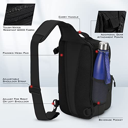 Versatile Sling Fishing Bag for Anglers: Ideal for Backcountry Fishing Trips & Outdoor Adventures (Black)