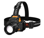 USB Rechargeable Black T6 LED Headlamp with Motion Sensor for Outdoor Camping and Fishing