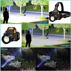 USB Rechargeable Black T6 LED Headlamp with Motion Sensor for Outdoor Camping and Fishing