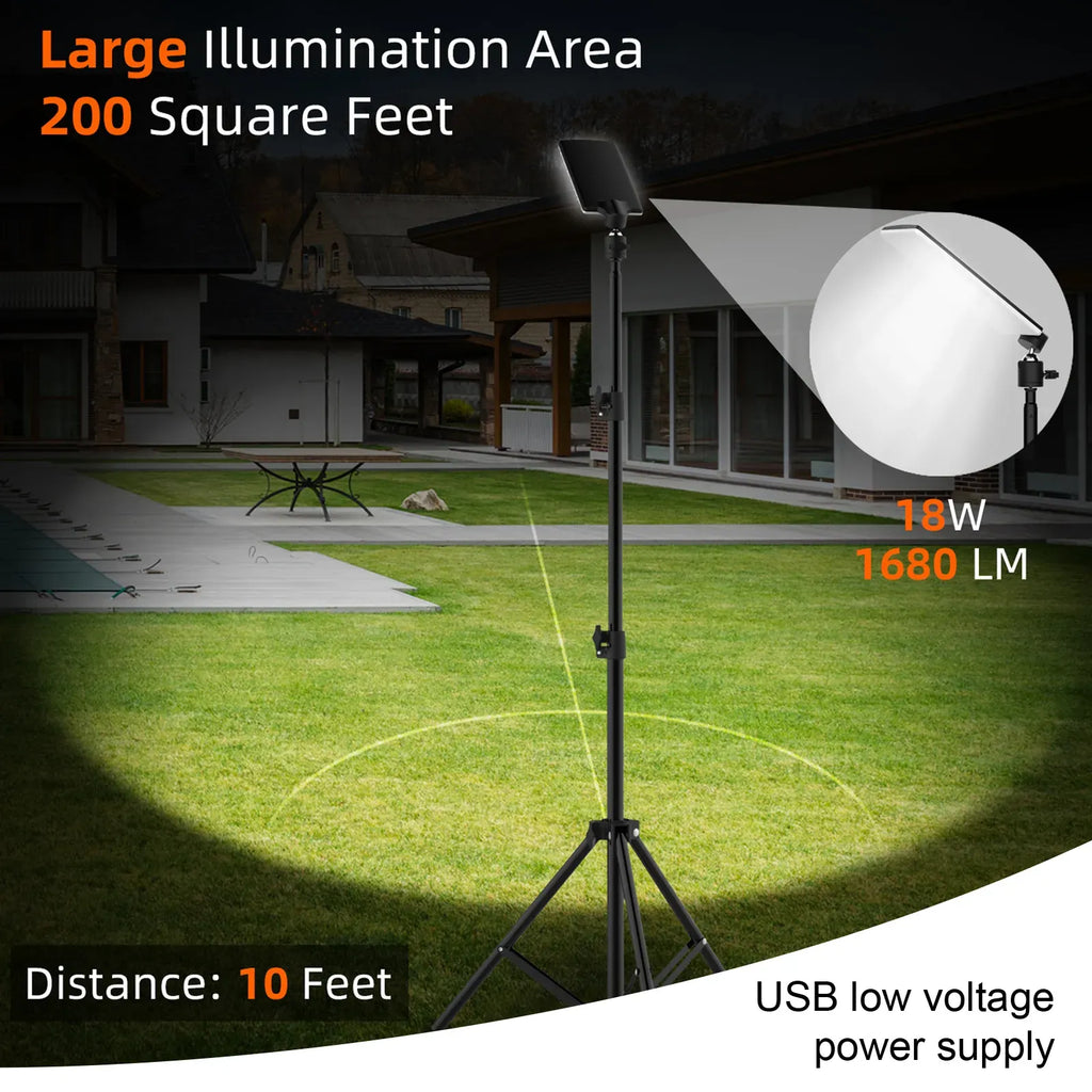 1.8m Telescopic Black Tripod LED Work Light for Camping and Outdoor Use