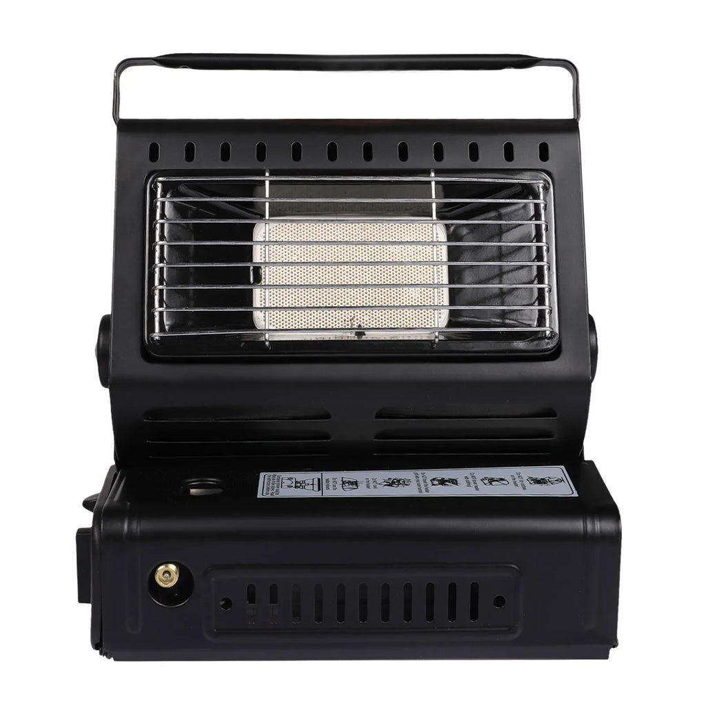 Portable Butane Gas Heater in Black for Camping, Hiking, and Outdoor Use