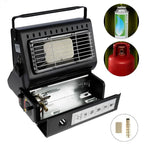 Portable Butane Gas Heater in Black for Camping, Hiking, and Outdoor Use