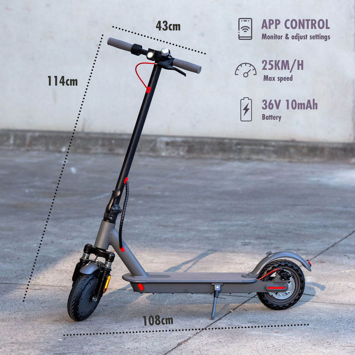 Electric Scooter, 350W Motor, 8.5 inch  Tyres, Front Suspension, Smart App, Foldable, 25kph