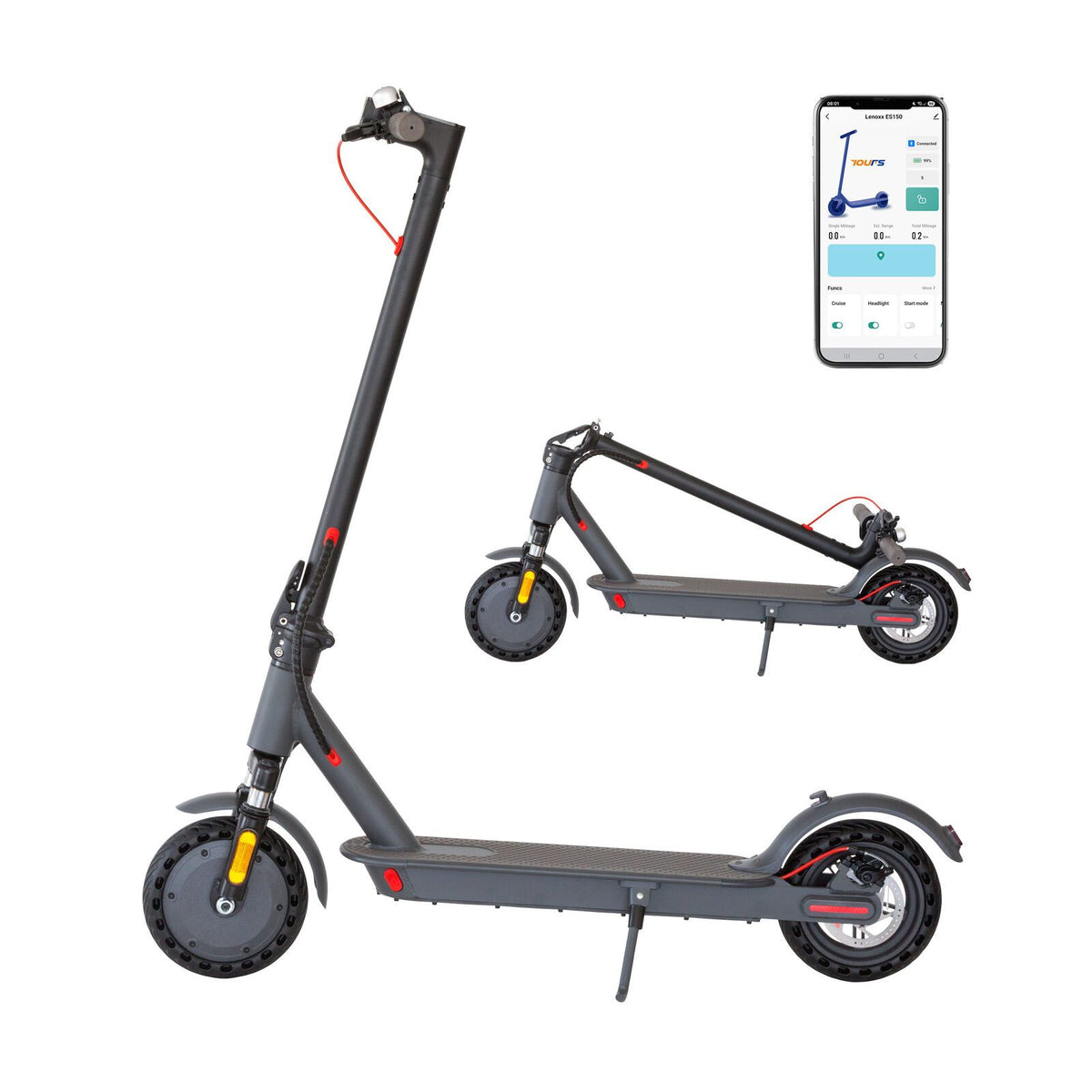 Electric Scooter, 350W Motor, 8.5 inch  Tyres, Front Suspension, Smart App, Foldable, 25kph