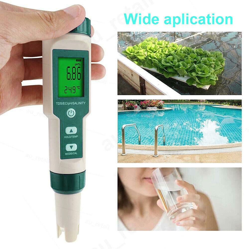 7 In 1 PH Meter TDS/EC/Salt/Temp Water Quality Monitor Tester Pen Pool Aquarium