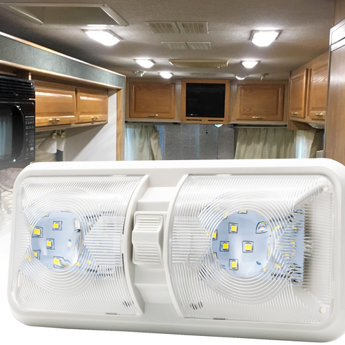 12V RV Interior LED Ceiling Light Boat Camper Caravan Trailer Double Dome Light