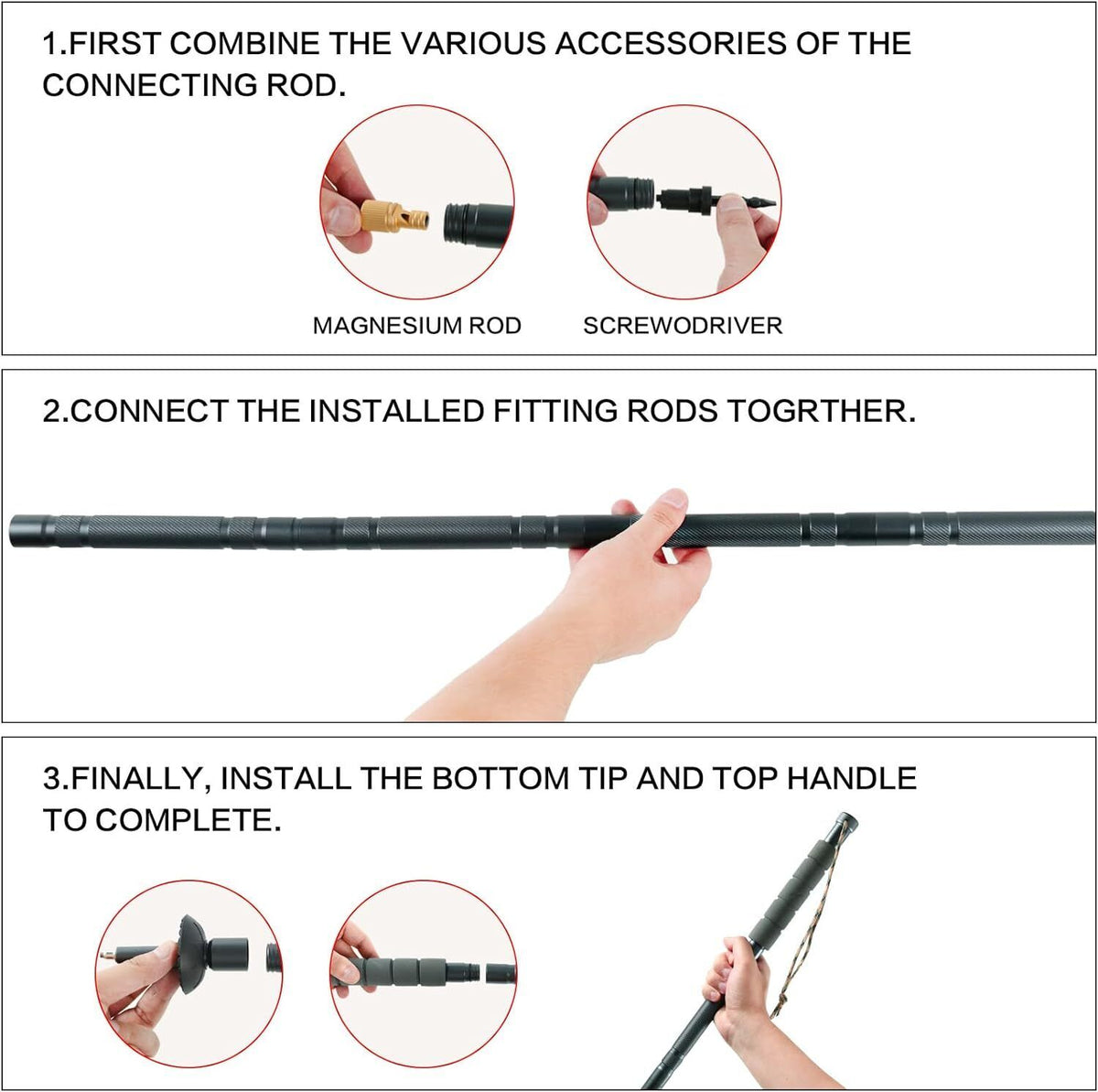 Multifunctional Hiking Trekking Poles Lightweight Collapsible Walking Stick AU