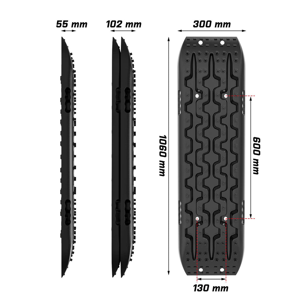 X-BULL 2PCS Recovery Tracks Boards Snow Tracks Mud tracks 4WD With 4PC mounting bolts Black