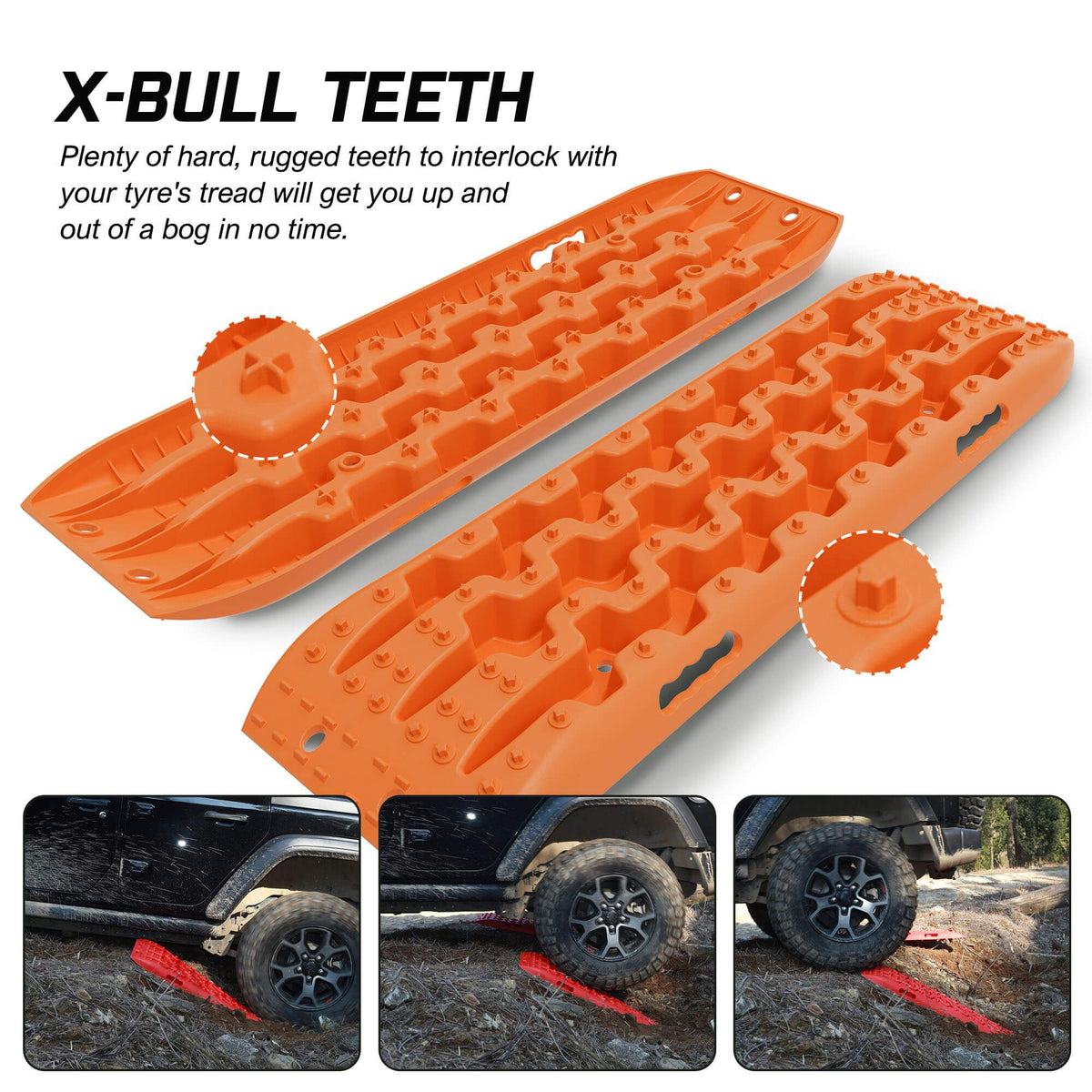 X-BULL 2PCS Recovery Tracks Snow Tracks Mud tracks 4WD With 4PC mounting bolts