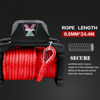 X-BULL 14500LBS Electric Winch 12V synthetic rope with Recovery Tracks Gen3.0 Red