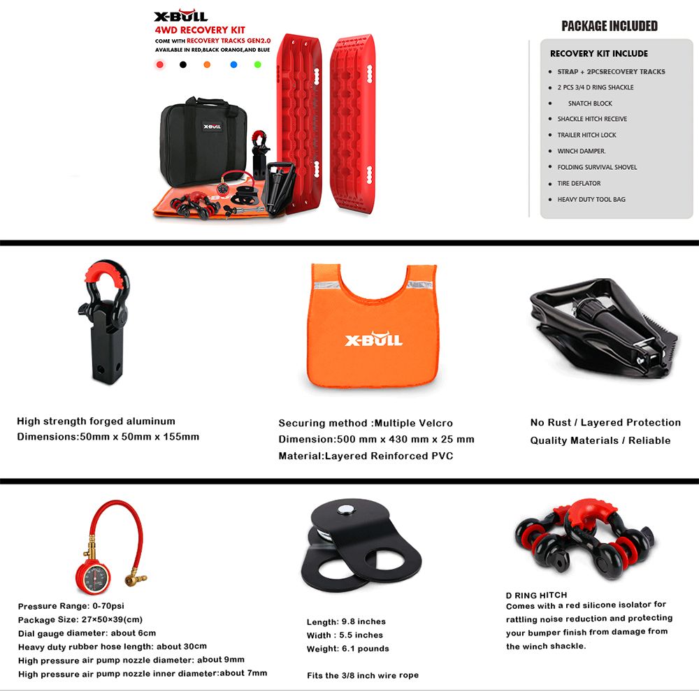 X-BULL Winch Recovery Kit Recovery tracks /Snatch Strap Off Road 4WD