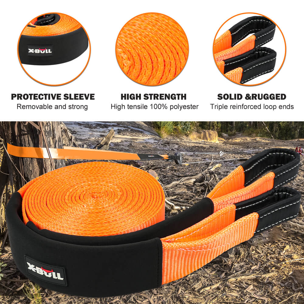 X-BULL 4WD Recovery Kit Snatch Strap Soft Shackles Folding Shovel Survival 4X4