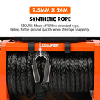 ZESUPER 12V Electric Winch 14500lbs Synthetic Rope Wireless Remote 4X4 4WD Car