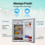 GECKO 95L Portable Upright Fridge and Freezer, 12V/24V for Camping, Caravans, Silver