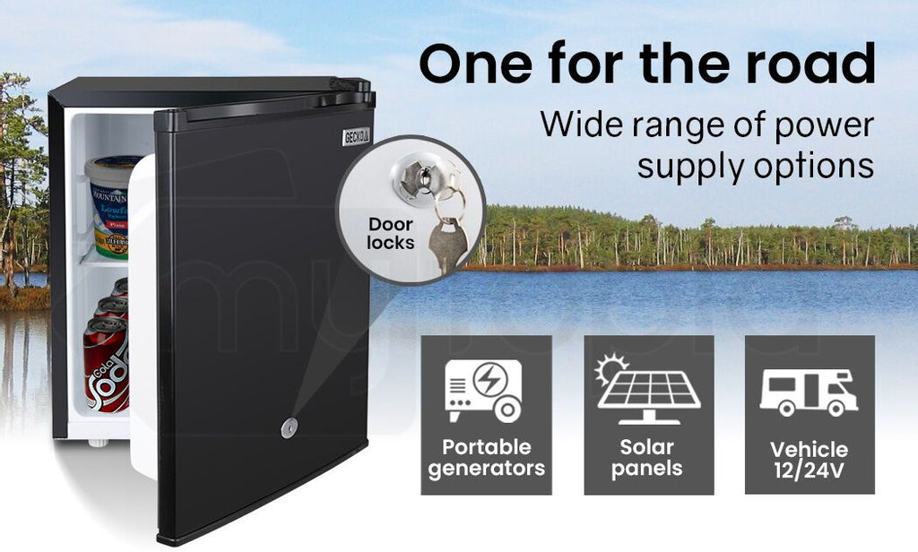 GECKO 57L Portable Camping Bar Fridge with Freezer 12V/24V, Black