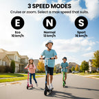 ALPHA Edge Electric Scooter Kids/Teens, 16km/h Max, Adjustable Height, UL Certified, AU Compliant, Dual Brakes, Bluetooth Music, LED, Blue