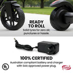 ALPHA Edge Electric Scooter Kids/Teens, 16km/h Max, Adjustable Height, UL Certified, AU Compliant, Dual Brakes, Bluetooth Music, LED, Blue
