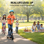ALPHA Edge Electric Scooter Kids/Teens, 16km/h Max, Adjustable Height, UL Certified, AU Compliant, Dual Brakes, Bluetooth Music, LED, Blue