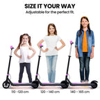 ALPHA Edge Electric Scooter Kids/Teens, 16km/h Max, Adjustable Height, UL Certified, AU Compliant, Dual Brakes, Bluetooth Music, LED, Pink
