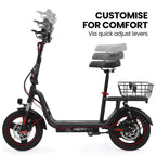 ALPHA Rover Electric Scooter with Seat, AU Compliant, 500W 48V 25km/h 30km Range, 14-inch Tyres, Motorised Commuter eScooter for Adults, Black