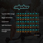 ALPHA Urban 8 Electric Scooter, AU Compliant, Suspension, 25km Range, 8.5-Inch Wheels, Brushless Motor, Motorised Commuter eScooter for Adults, Grey