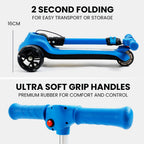 ROVO KIDS 3-Wheel Electric Scooter , Ages 3-8, Adjustable Height, AU Compliant, Lithium Battery, Blue