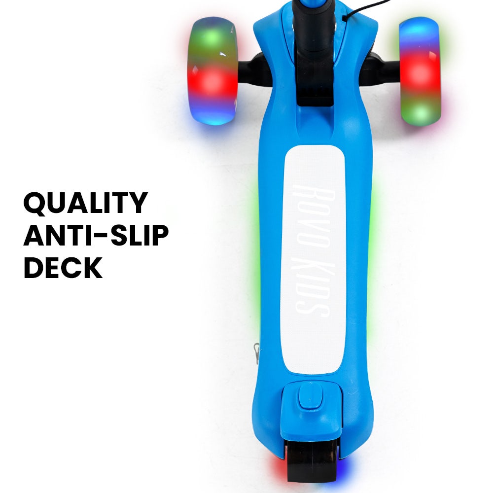 ROVO KIDS 3-Wheel Electric Scooter , Ages 3-8, Adjustable Height, AU Compliant, Lithium Battery, Blue