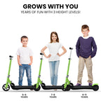 ROVO KIDS Electric Scooter, AU Compliant, Lithium Ride-On Foldable E-Scooter 125W Rechargeable, Green