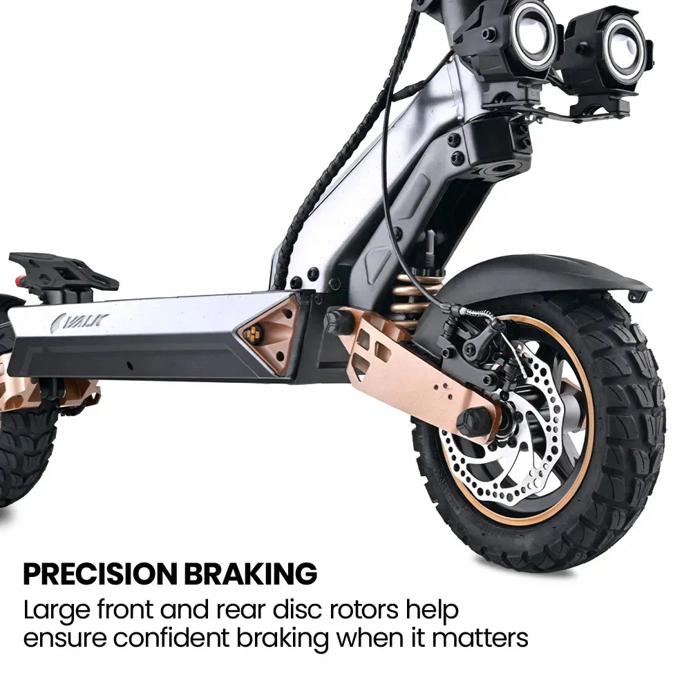 VALK Ego 8 Electric Scooter, 45km/h Max, AU Compliant, 48V 13Ah, Up to 55km Range, eScooter for Adults, Foldable, Off Road, Black/Bronze
