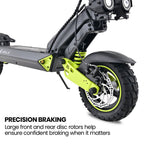 VALK Ego 8 Electric Scooter, 45km/h Max, AU Compliant, 48V 13Ah, Up to 55km Range, eScooter for Adults, Foldable, Off Road, Black/Green