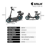VALK Electric Scooter with Seat, 30km Range, AU Compliant, Disc brakes, 14" Tyres, for Adults, Teens, Commuter