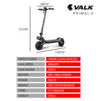 VALK Primal 9 Dual Motor Electric Scooter, 1600W, AU Compliant, for Extreme Hill Climbing, Black