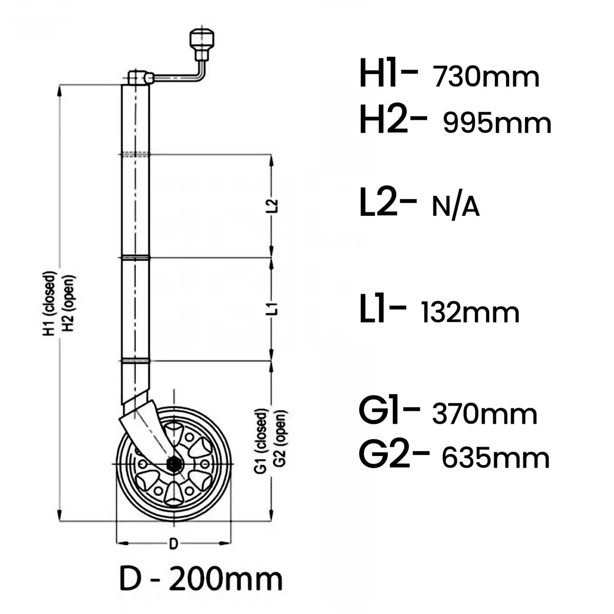 Alko Premium 8in Extra Tall Jockey Wheel 628300