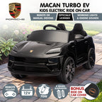 Kahuna Black Porsche Macan Turbo EV Kids Ride On Car 12V Electric Car