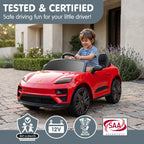 Kahuna Red Porsche Macan Turbo EV Kids Ride On Car 12V Electric Car