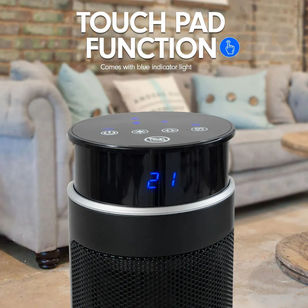 Pronti 2000W Oscillating Ceramic Tower Heater Portable Electric Space Heater with Remote Control & Thermostat - Black