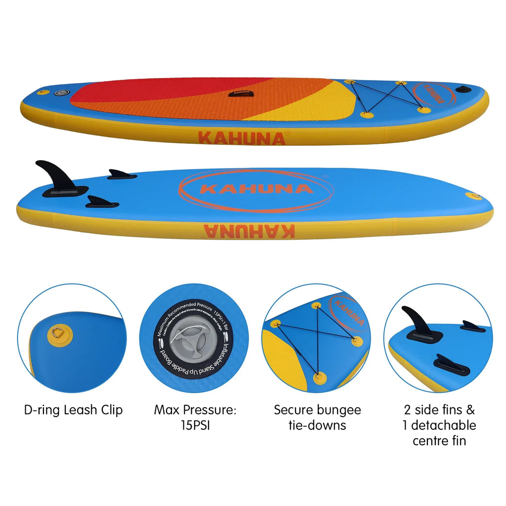 Kahuna Hana 10FT Inflatable Stand Up Paddle Board Set - Non-Slip iSUP Paddleboard with Backpack Paddle Pump Leash
