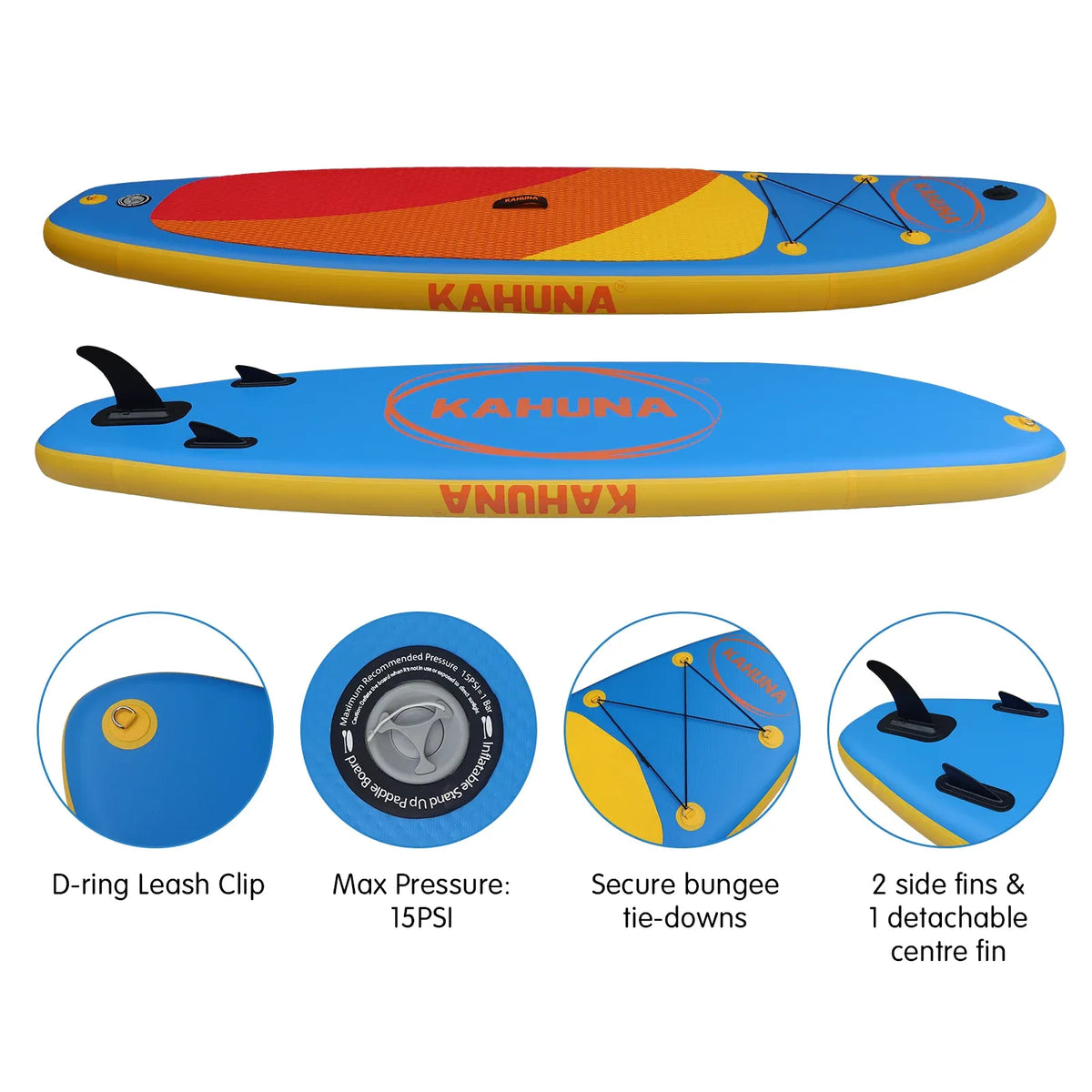 Kahuna Hana 10FT Inflatable Stand Up Paddle Board Set - Non-Slip iSUP Paddleboard with Backpack Paddle Pump Leash