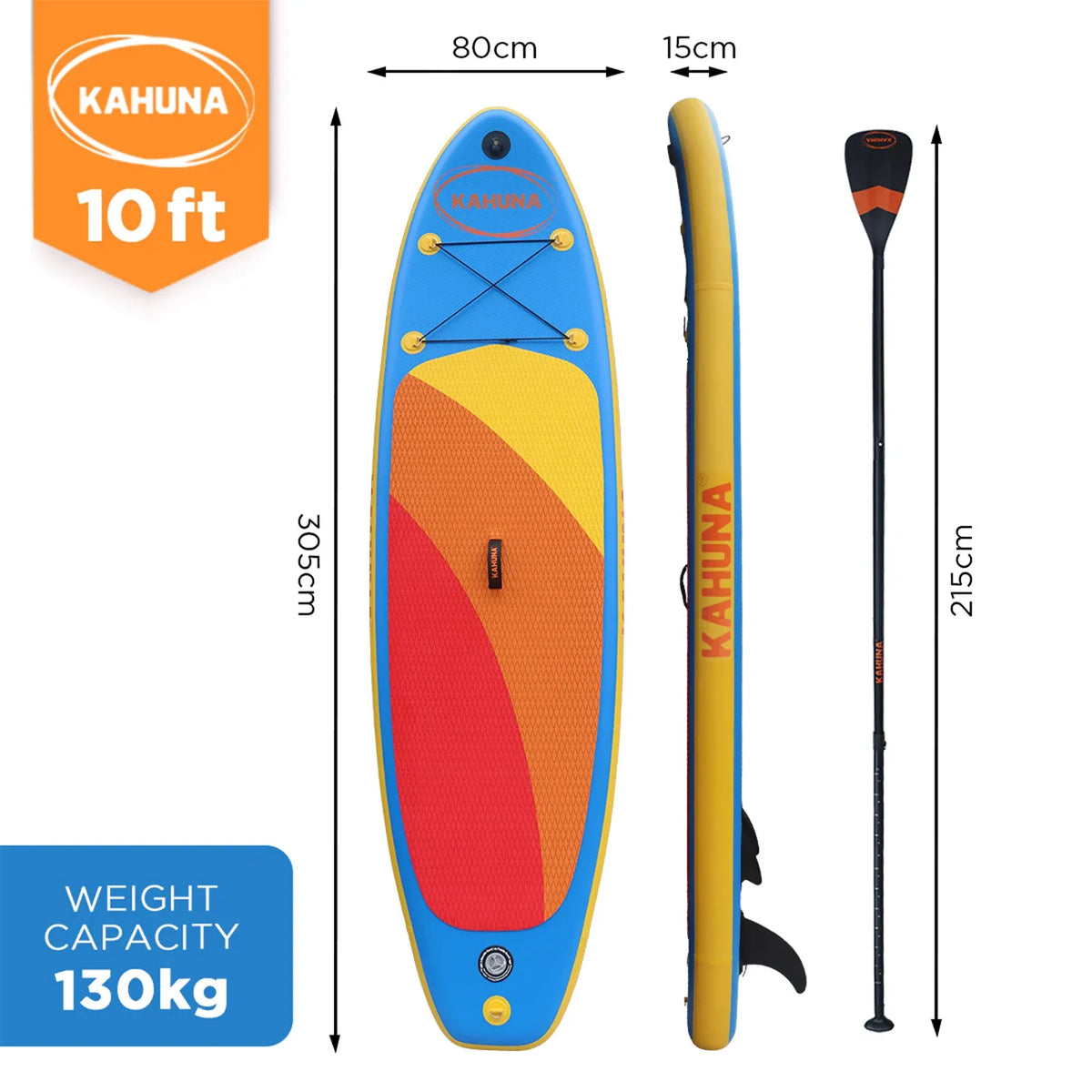 Kahuna Hana 10FT Inflatable Stand Up Paddle Board Set - Non-Slip iSUP Paddleboard with Backpack Paddle Pump Leash