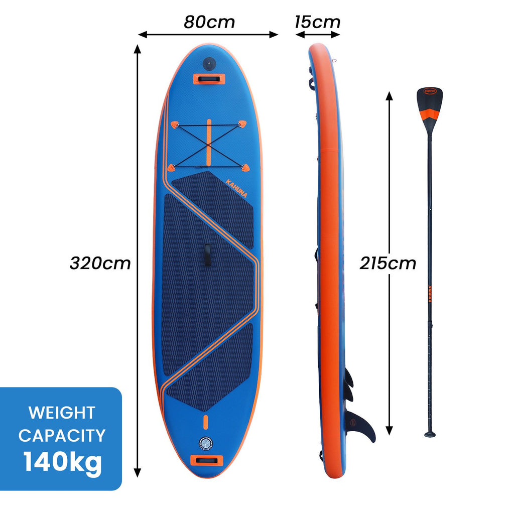 Kahuna Kai 10.6ft Inflatable Stand Up Paddle Board Set All-Around iSUP with Adjustable Paddle Pump Backpack Leash