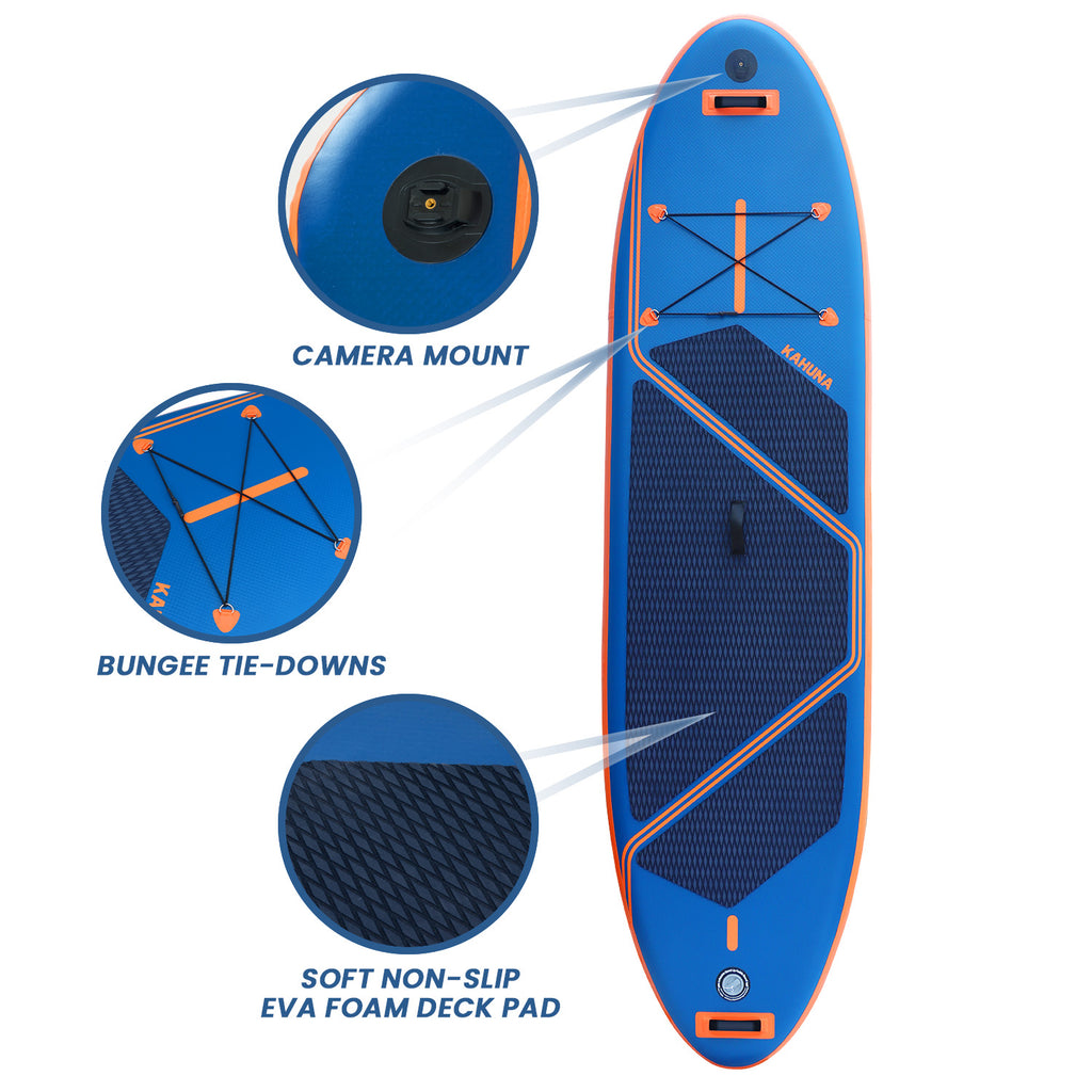 Kahuna Kai 10.6ft Inflatable Stand Up Paddle Board Set All-Around iSUP with Adjustable Paddle Pump Backpack Leash